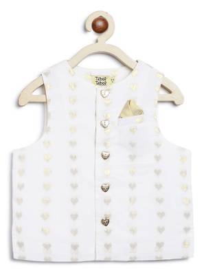 White embroidered cotton nehru jacket set 4