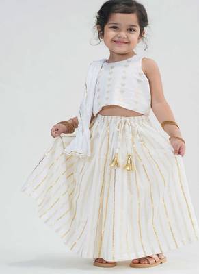 White embroidered cotton lehenga 1