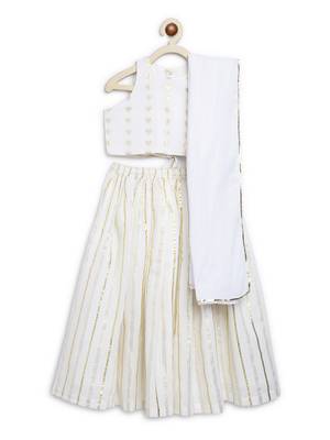 White embroidered cotton lehenga 3