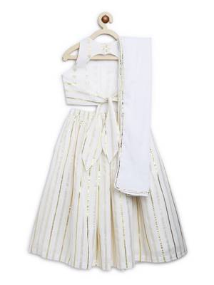 White embroidered cotton lehenga 4