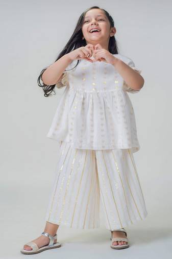 White embroidered cotton co ord set