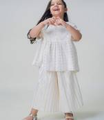 White embroidered cotton co ord set