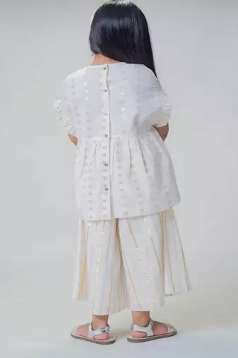 White embroidered cotton co ord set