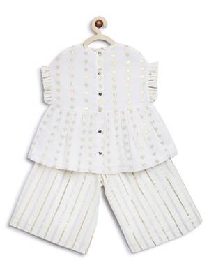 White embroidered cotton co ord set 5