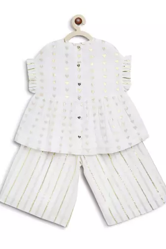 White embroidered cotton co ord set