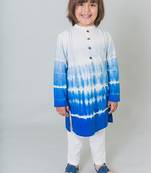 Blue plain cotton kurta