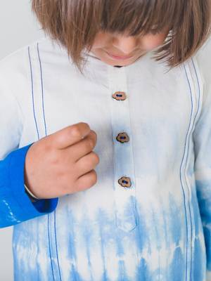 Blue plain cotton kurta 2