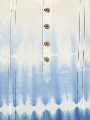 Blue plain cotton kurta 4