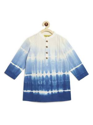 Blue plain cotton kurta 5