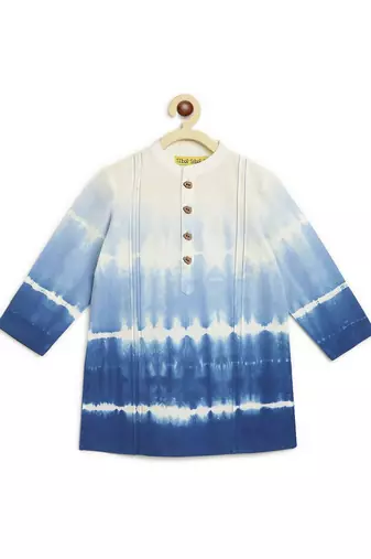 Blue plain cotton kurta