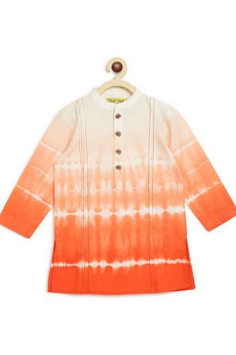 Orange plain cotton kurta