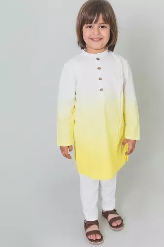 Yellow plain cotton kurta