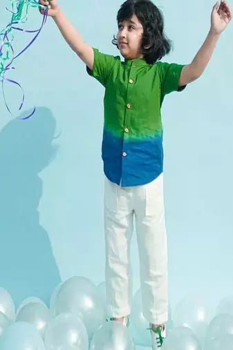 Green plain cotton shirt