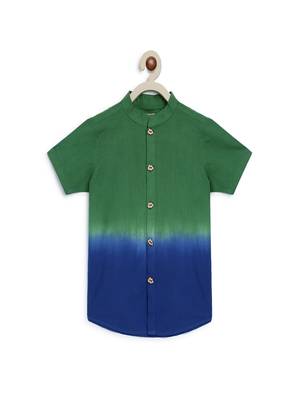 Green plain cotton shirt 5