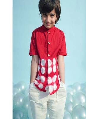 Red plain cotton shirt 1