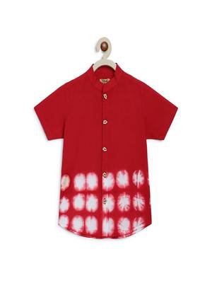 Red plain cotton shirt 4
