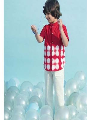 Red plain cotton shirt 5