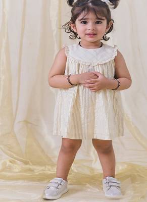 Cream plain cotton kurta set 1