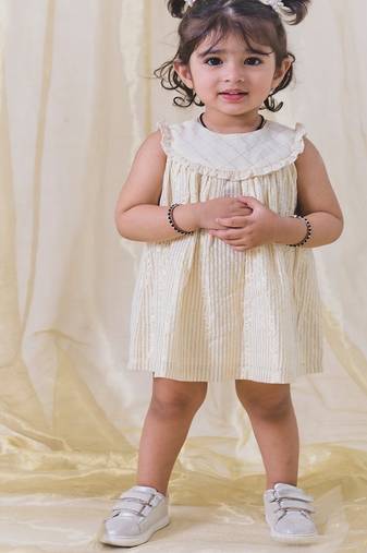 Cream plain cotton kurta set