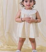 Cream plain cotton kurta set