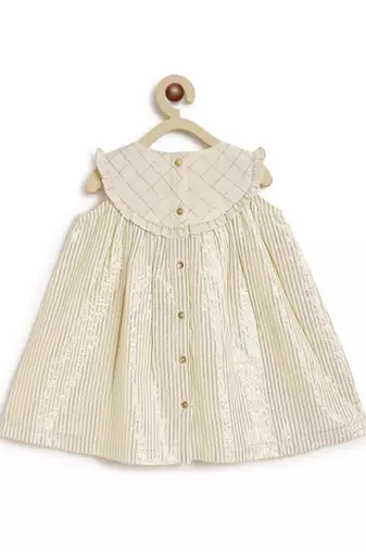 Cream plain cotton kurta set