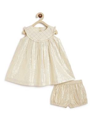 Cream plain cotton kurta set 4