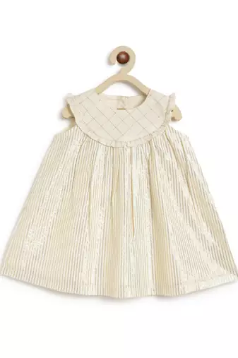 Cream plain cotton kurta set
