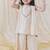 Cream plain cotton kurta set