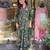 Green floral printed cotton kurta and pant set with mulmul dupatta