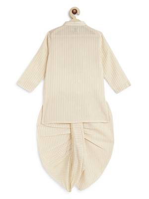Cream plain cotton kurta set 2