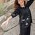 Black embroidered cotton flex co-ord set