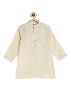 Cream plain cotton kurta set 5