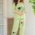 Green embroidered cotton slub co-ord set