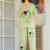 Green embroidered cotton slub co-ord set