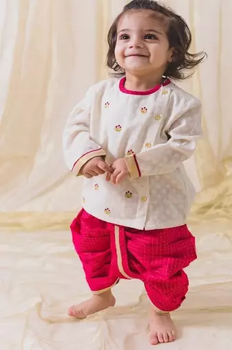 Pink embroidered cotton kurta set