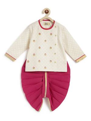 Pink embroidered cotton kurta set 3