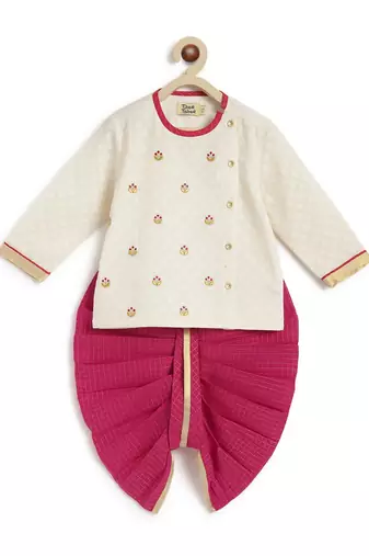 Pink embroidered cotton kurta set