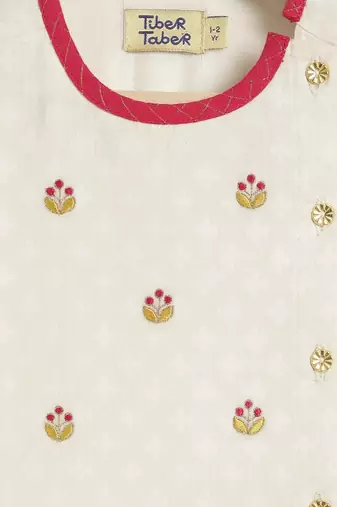 Pink embroidered cotton kurta set