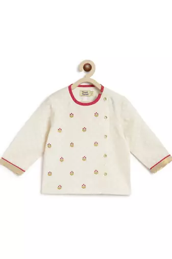 Pink embroidered cotton kurta set