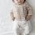 Beige plain cotton jhabla set