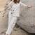 Off white embroidered cotton flex co-ord set