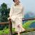 Off white embroidered cotton kurta and pant set
