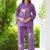 Purple embroidered cotton slub co-ord set
