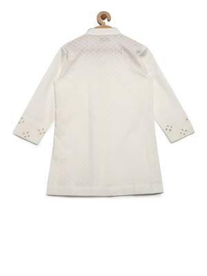 White plain cotton nehru jacket set 2