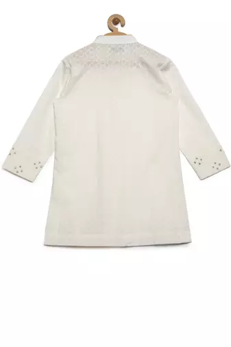 White plain cotton nehru jacket set