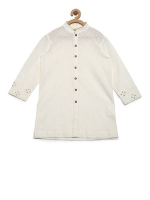 White plain cotton nehru jacket set 4