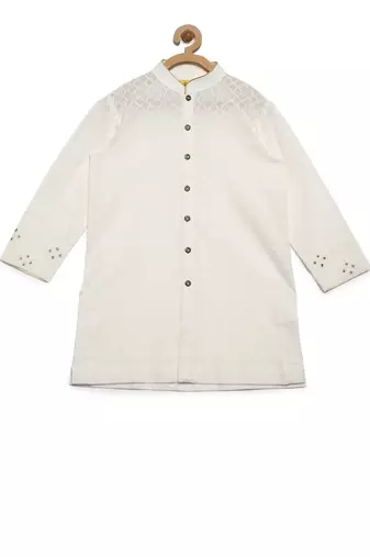 White plain cotton nehru jacket set