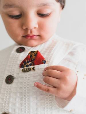White plain cotton nehru jacket set 5
