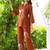 Brown rust embroidered cotton slub co-ord set