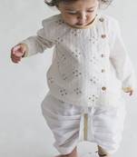 White embroidered cotton kurta set